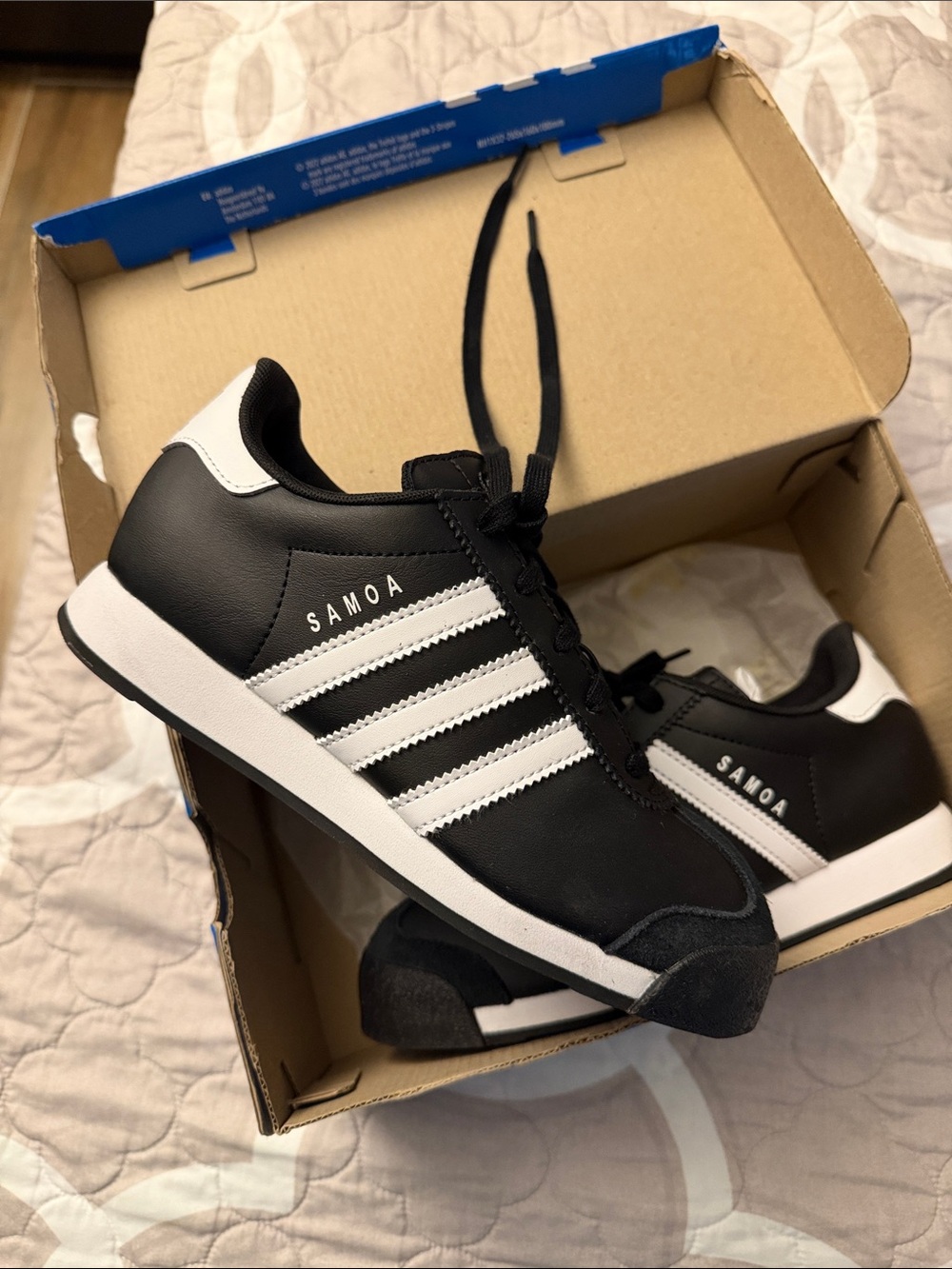adidas Samoa Black and White Low-Top Sneakers